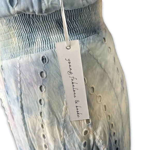 YFB NWT Young Fabulous & Broke Costa Maxi Dress XS Tie Dye Eyelet Lace - Picture 9 of 13